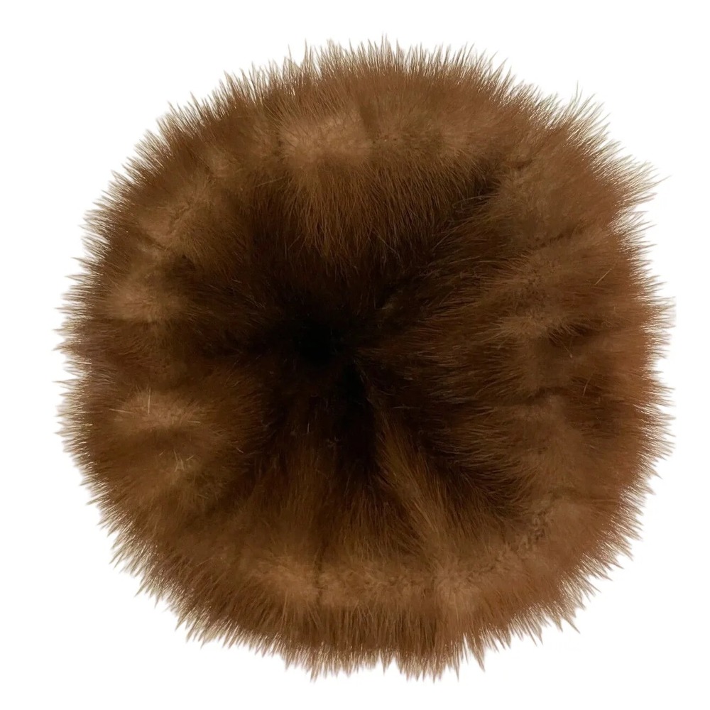 Vintage Womens Round‎ Pillbox Style Hat One Size Brown Mink Braided Satin Band - Picture 8 of 9